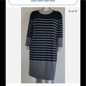 NWT Plus Women's Hilary Radley Stretch Knee Dress Size XXL Striped 3/4 Sleeve